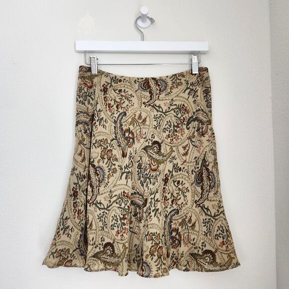 Vintage Banana Republic Beige Floral Tapestry Circle Skirt Mini 90s Boho M - Picture 6 of 9